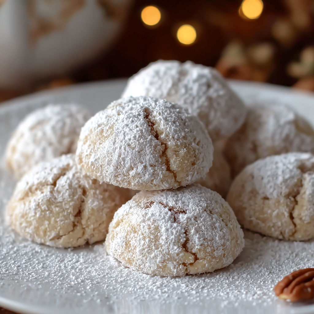 A plate of cinnamon sugar snowball cookies.