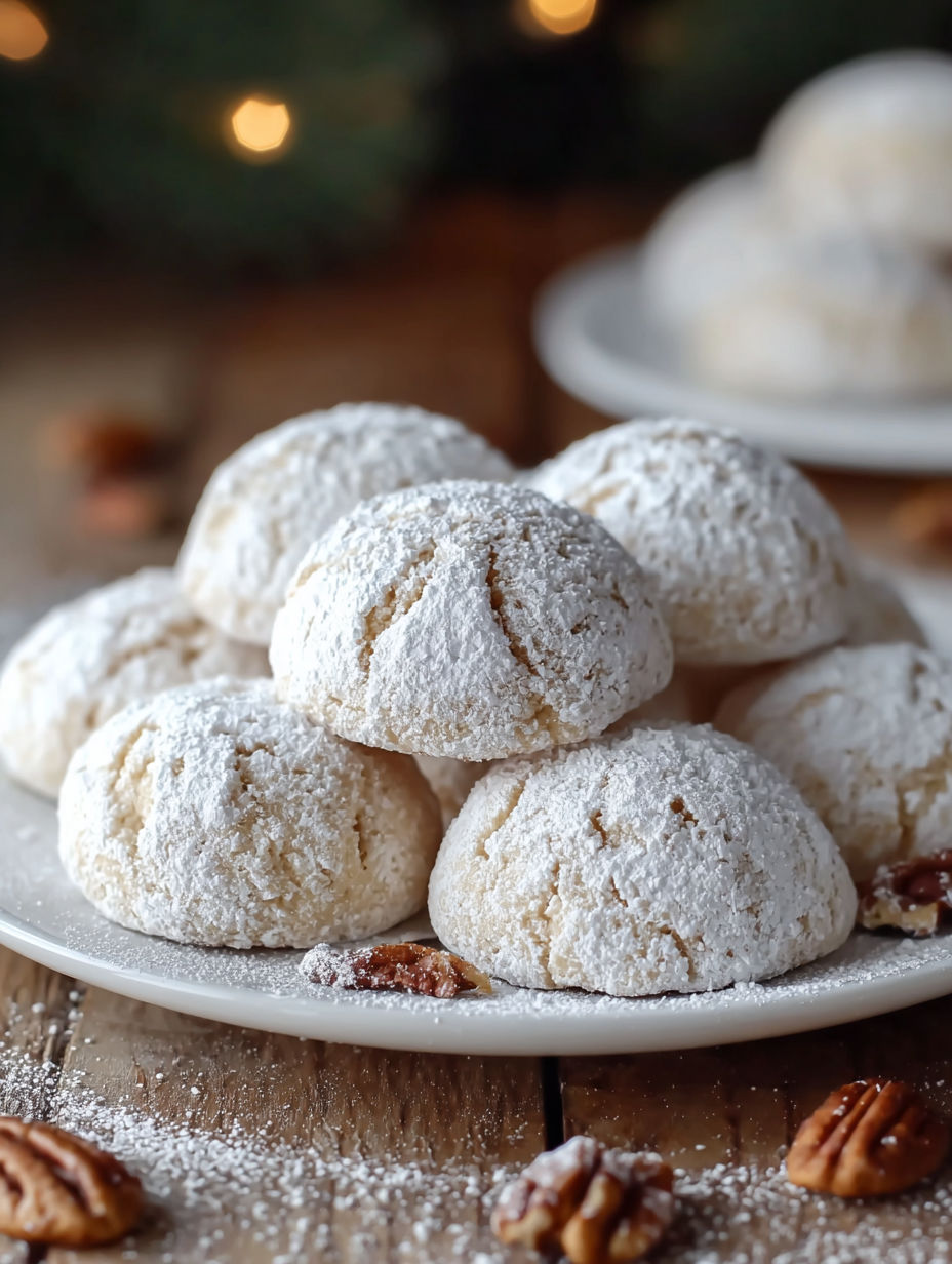 A plate of cinnamon sugar snowball cookies.