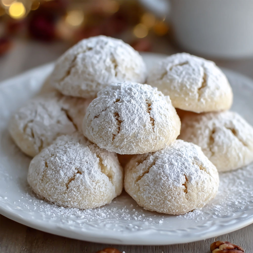 A plate of cinnamon sugar snowball cookies.