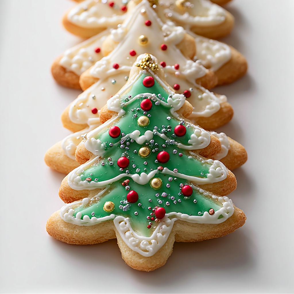 A plate of Christmas tree cookies.