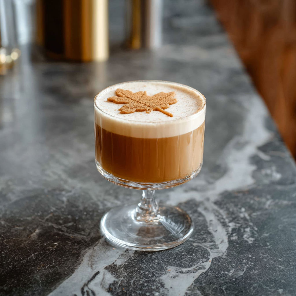 A glass of Maple Cookie Flip Cocktail.