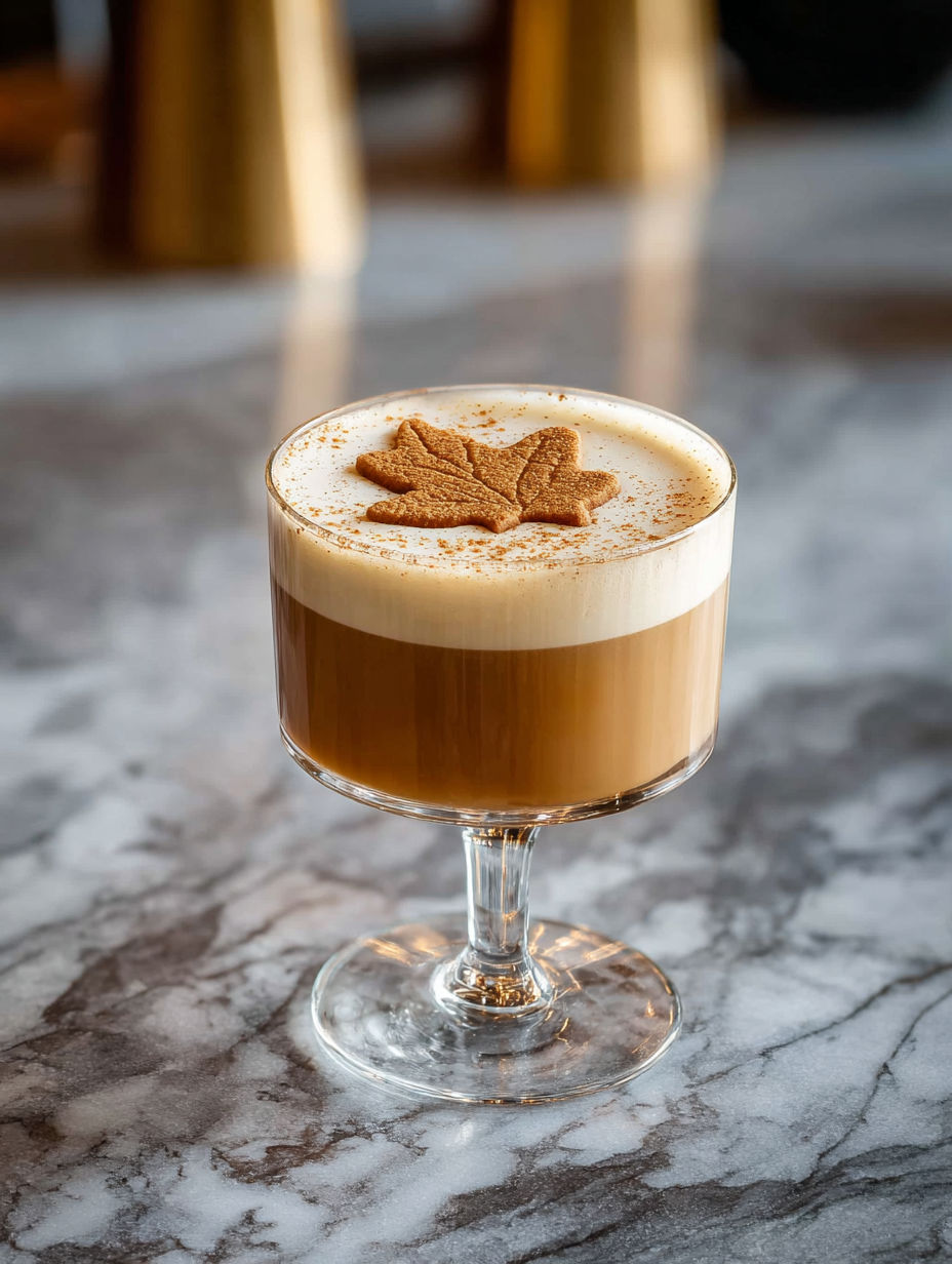 A glass of Maple Cookie Flip Cocktail.