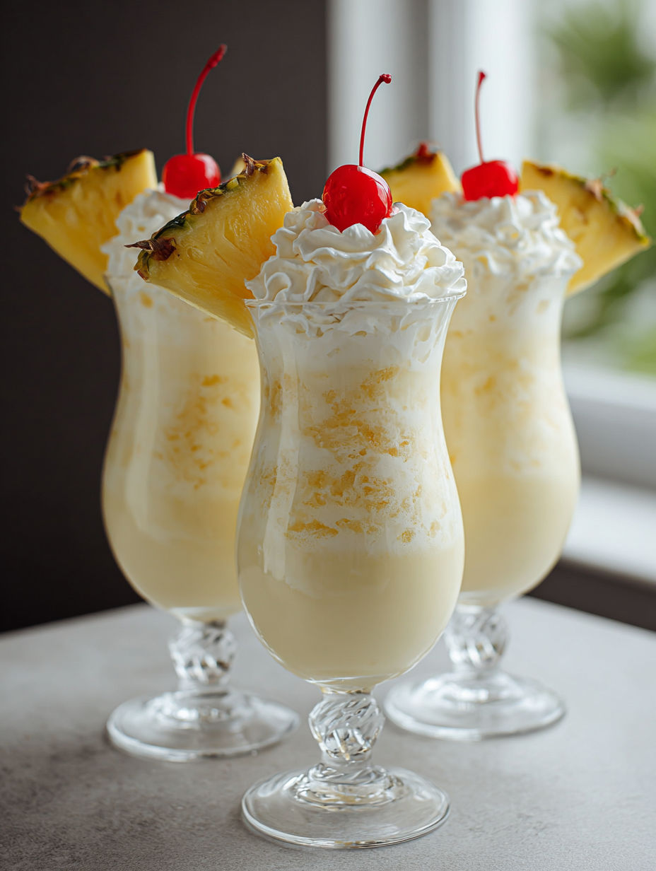 Three glasses of pina colada.