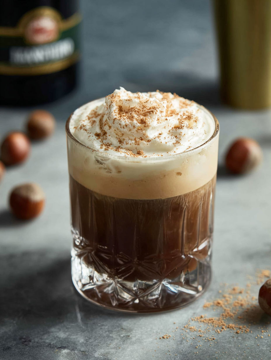 A glass of Hazelnut Coffee Cocktail with Frangelico Cocktail.