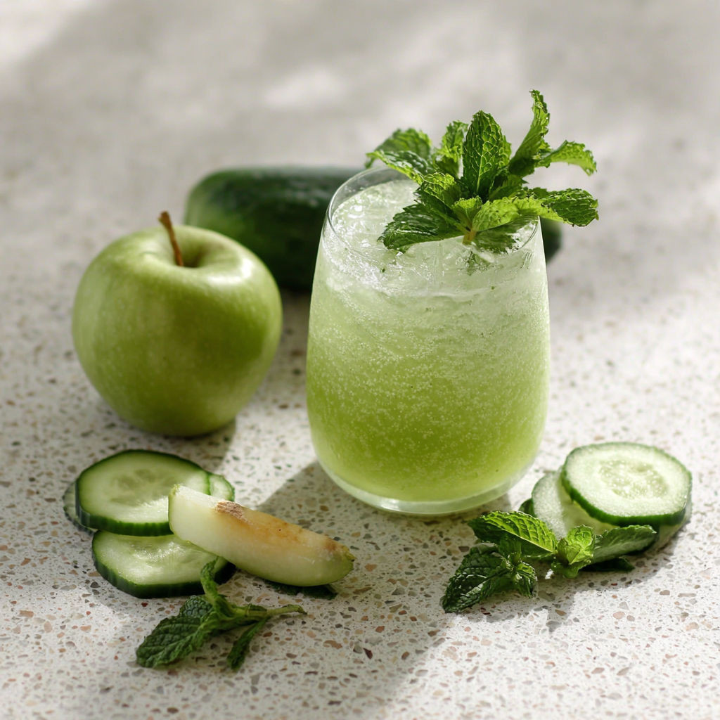 A cucumber mint cooler on a table.
