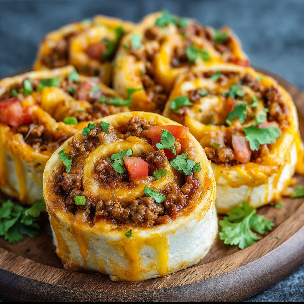 A plate of cheesy taco pinwheels.