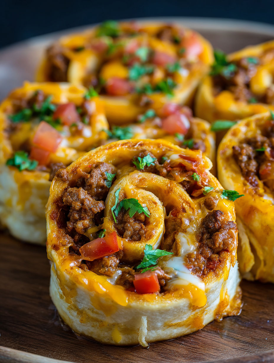 A plate of cheesy taco pinwheels.