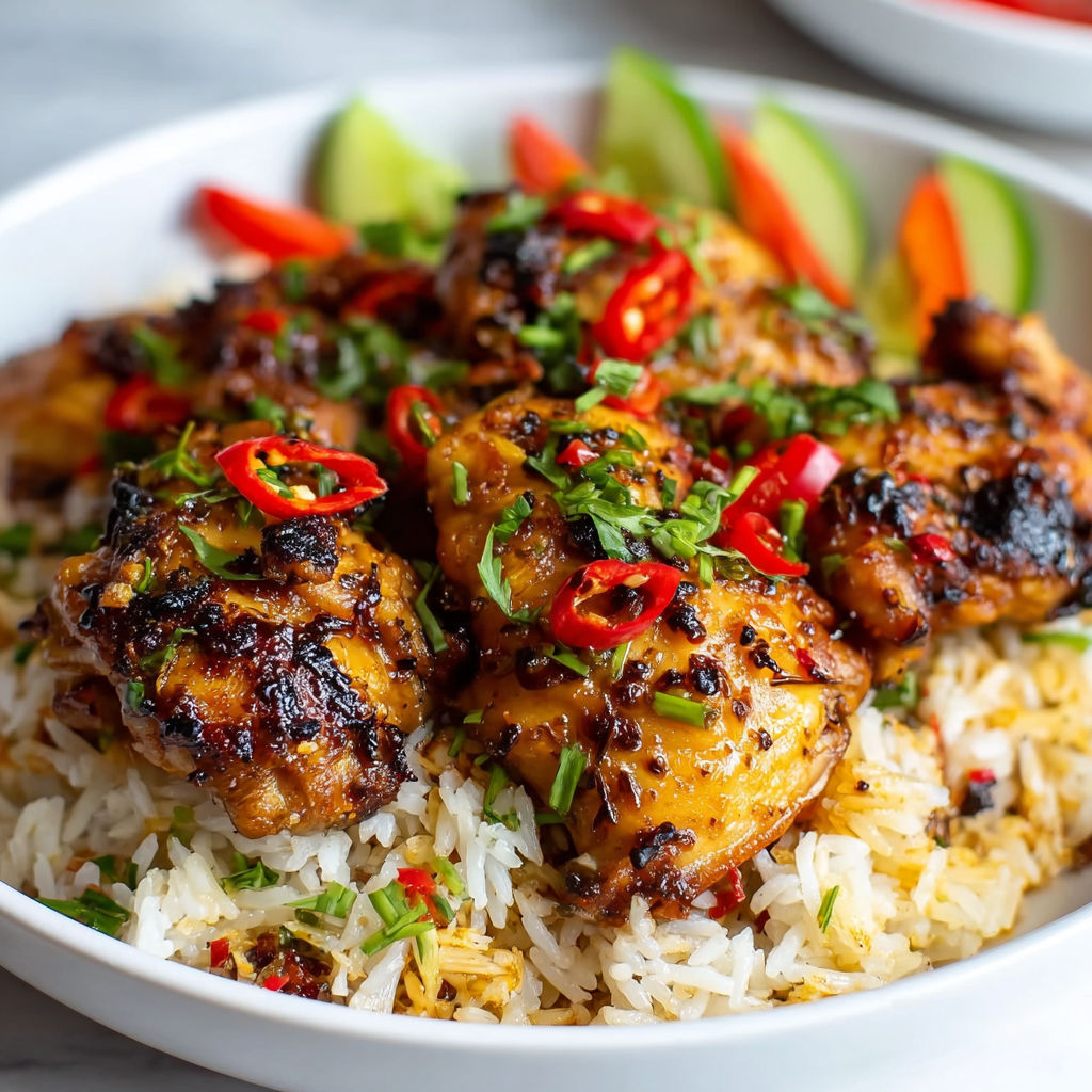 A plate of spicy lemongrass chicken.