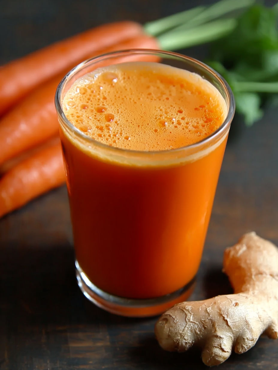 A glass of carrot ginger juice.