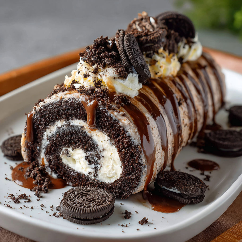 A plate of food with a chocolate and vanilla swirl.
