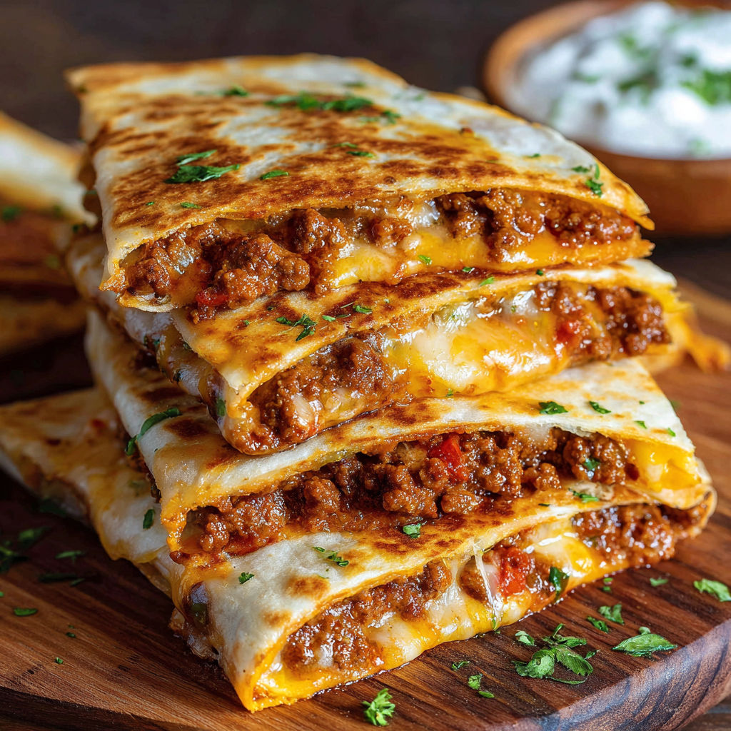 A stack of sloppy joe sandwiches.
