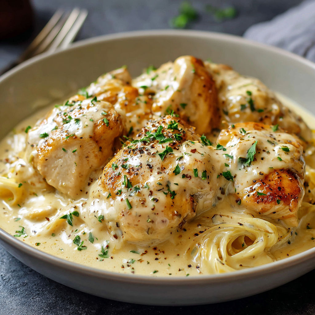 A bowl of chicken with spices and herbs.