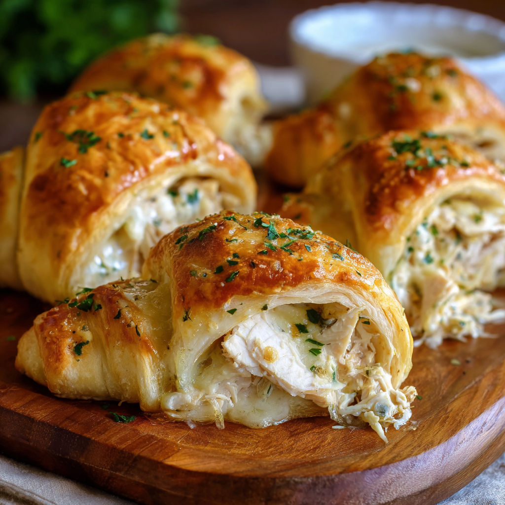 Chicken appetizers on a wooden board.