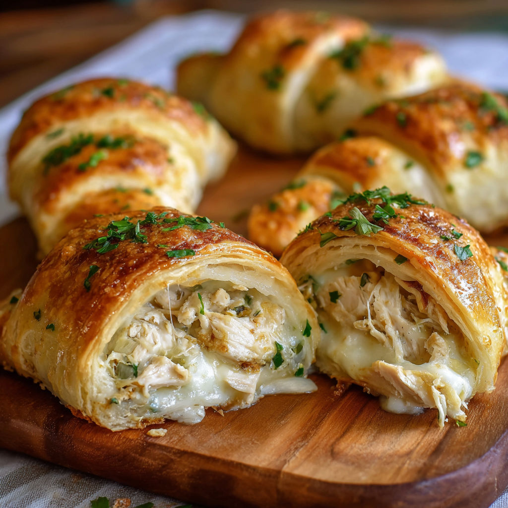 A plate of chicken wrapped in pastry.
