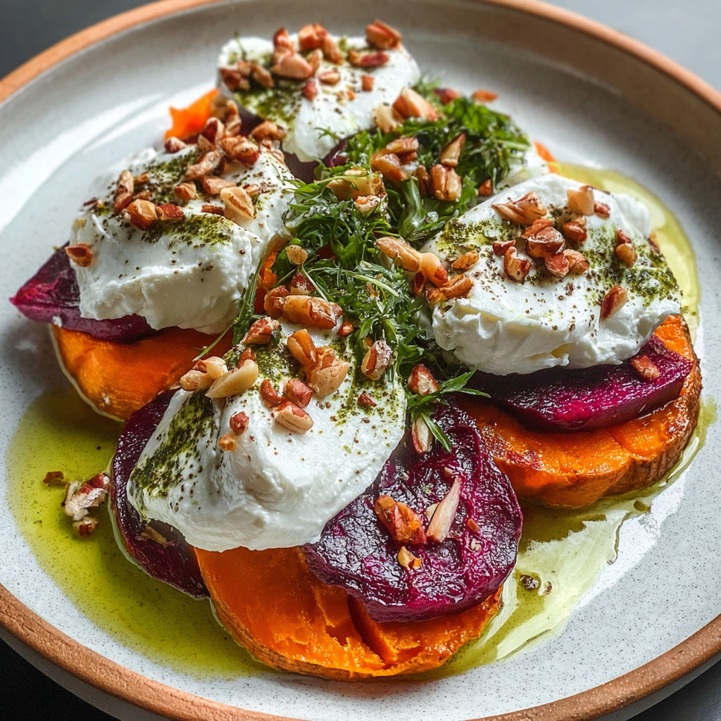 A plate of food with a sweet topping.