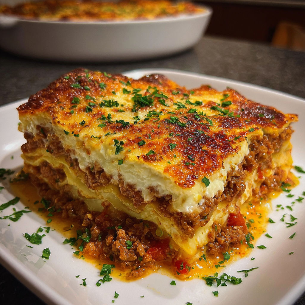 A white plate with a slice of food on it.