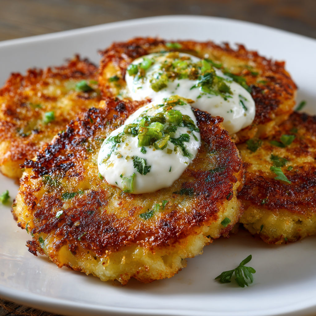 A plate of food with green toppings.