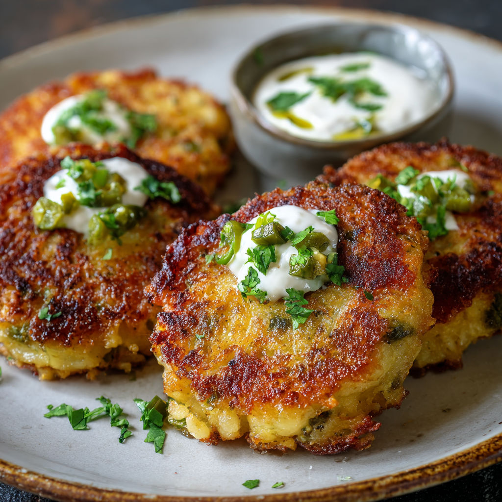A plate of food with green toppings.