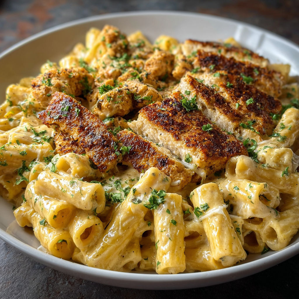 A plate of food with pasta and meat.