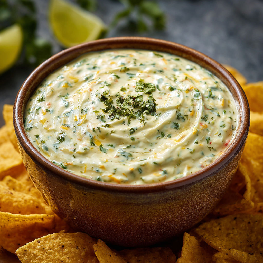 A bowl of dip with a lime wedge on top.