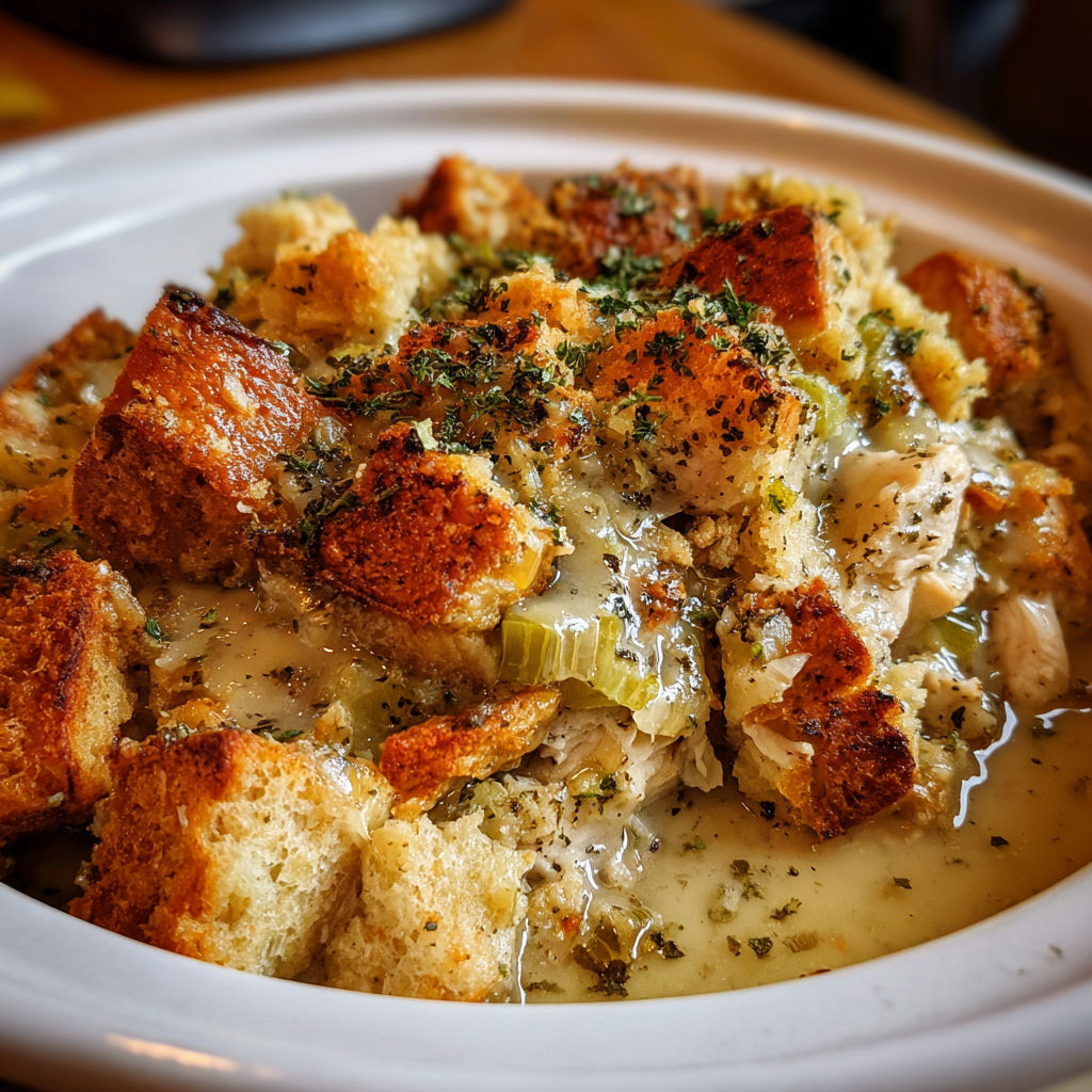 A bowl of food with a crock.