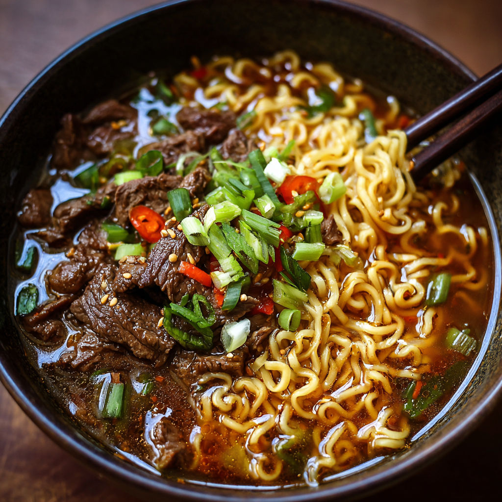 A bowl of beef noodle soup.