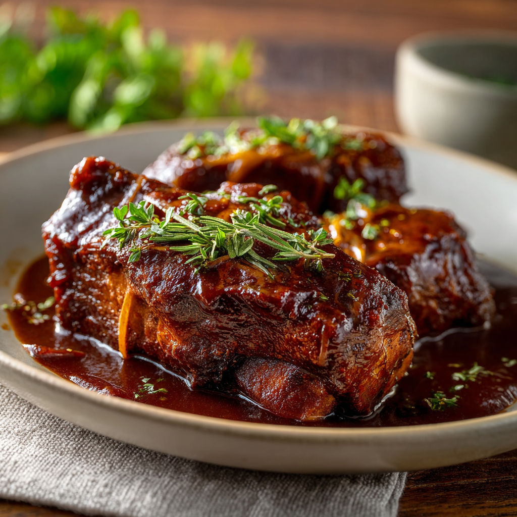 A plate of meat with a crockpot in the background.