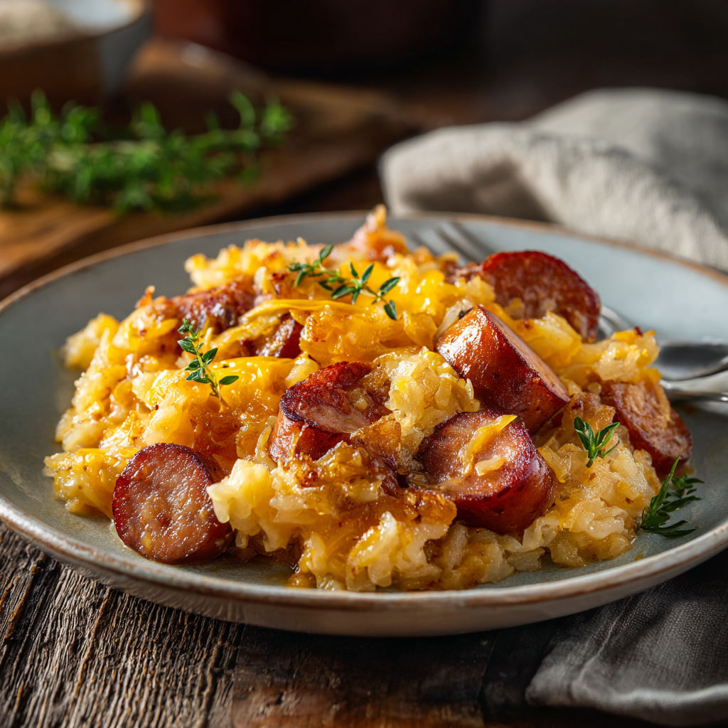 A plate of food with sausage and cheese.
