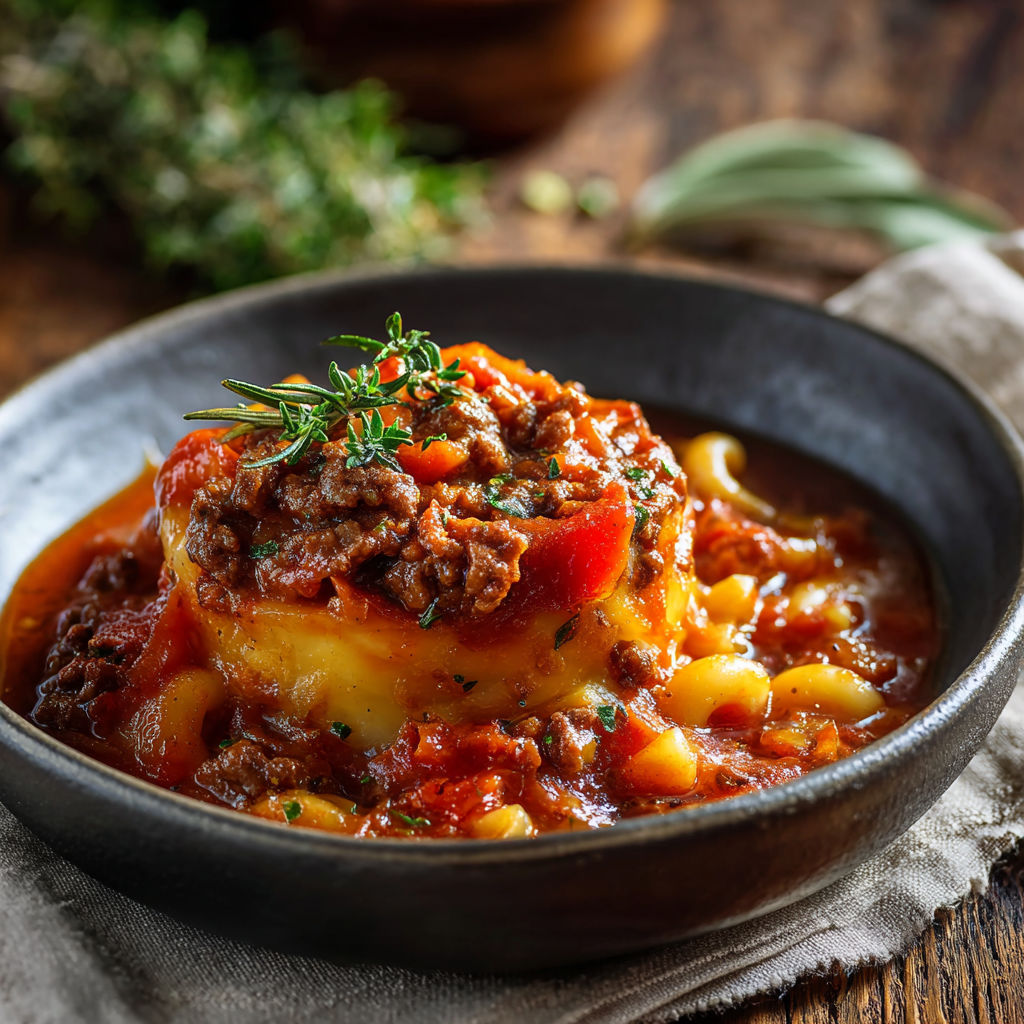 A bowl of food with a spoon in it.