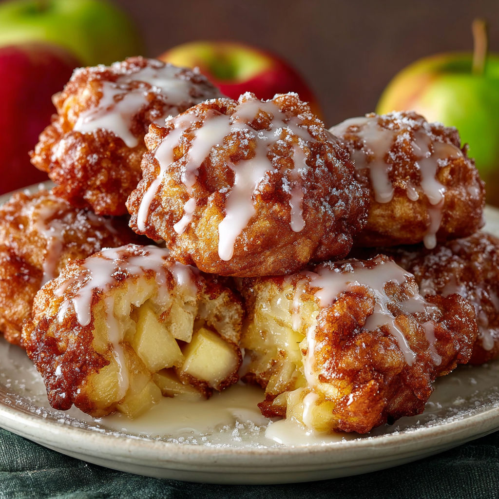 Baked apple pastries with powdered sugar.