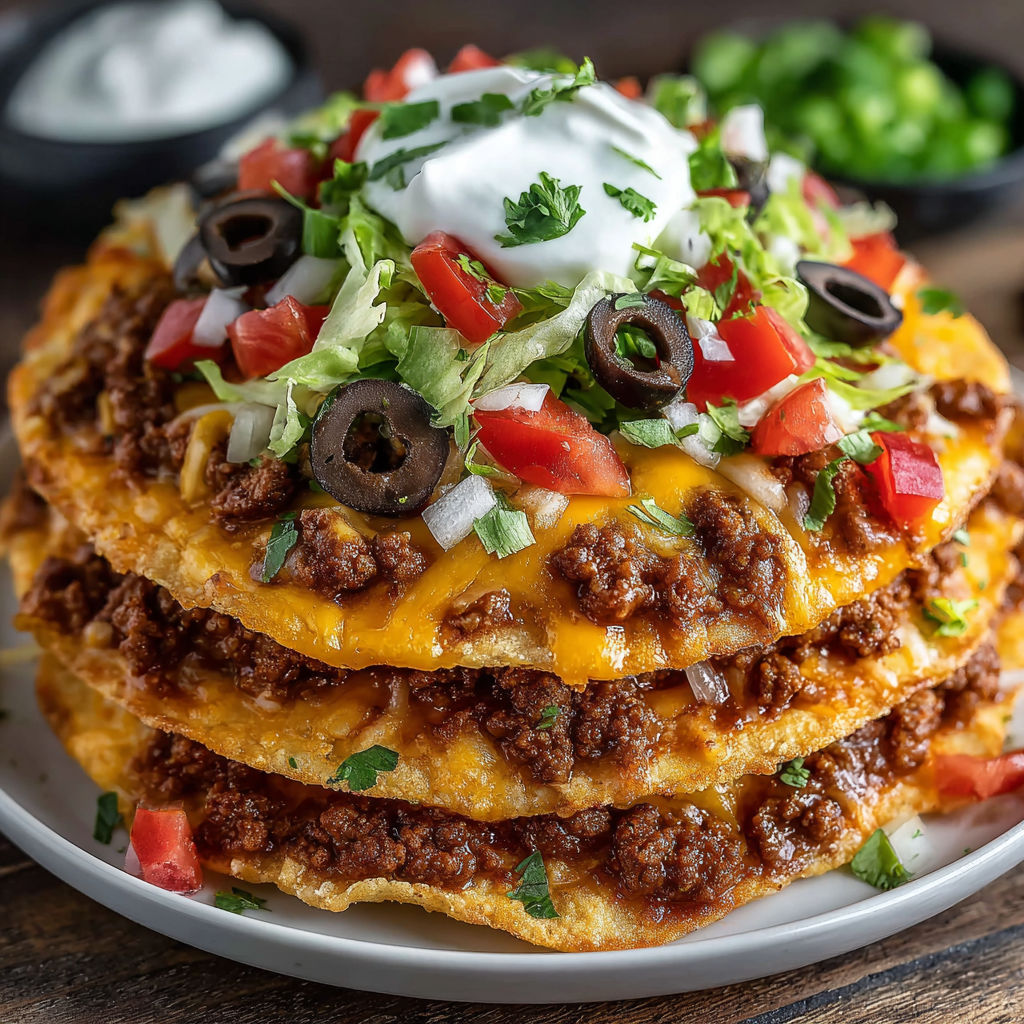 A stack of tacos with lettuce and tomatoes.