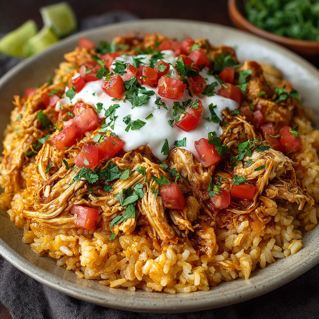 A bowl of food with rice, tomatoes, and cheese.