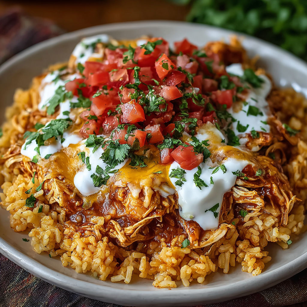 A plate of food with tomatoes and cheese on top.