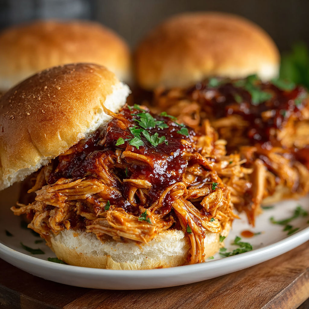Slow cooked pork sandwiches.