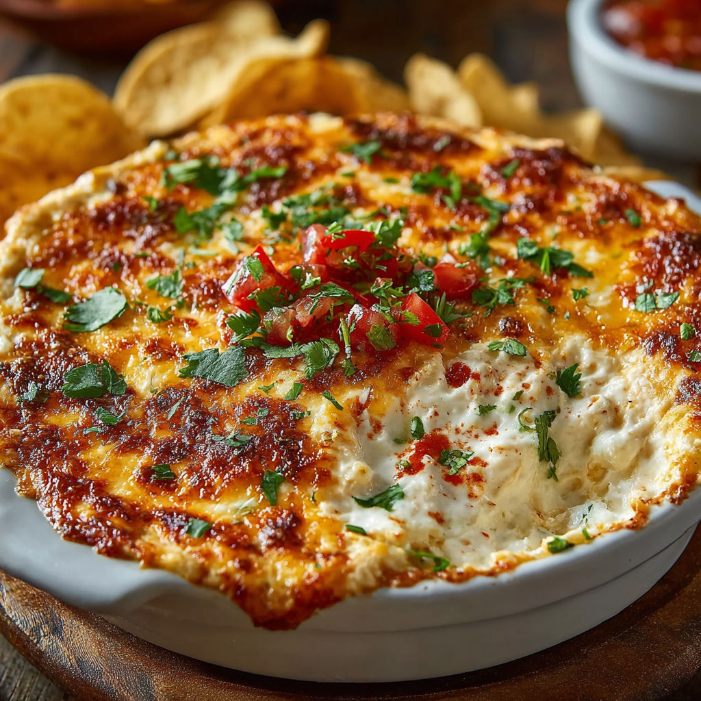 A baked dish with chips and tomatoes.