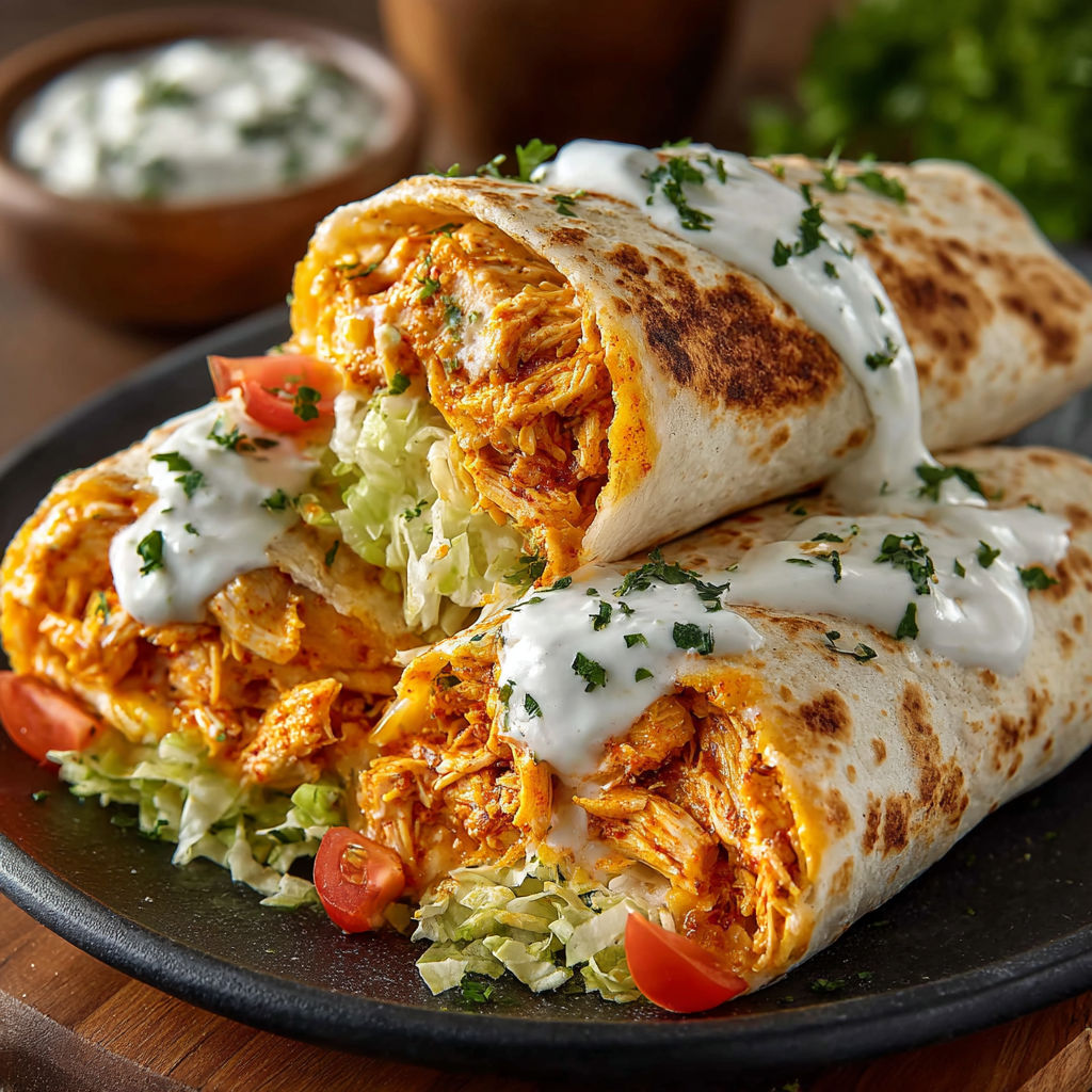 A plate of food with a white sauce on top.