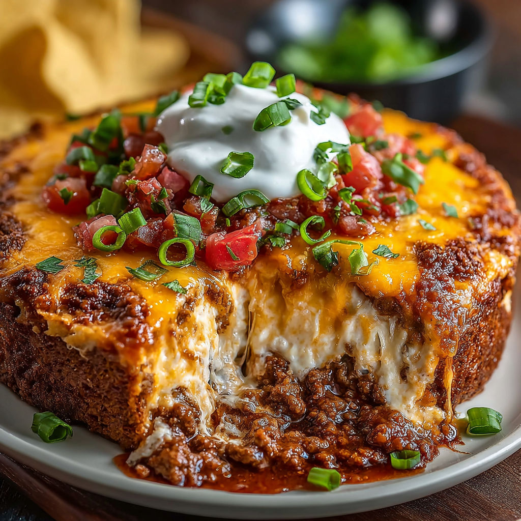 A meaty casserole on a plate.