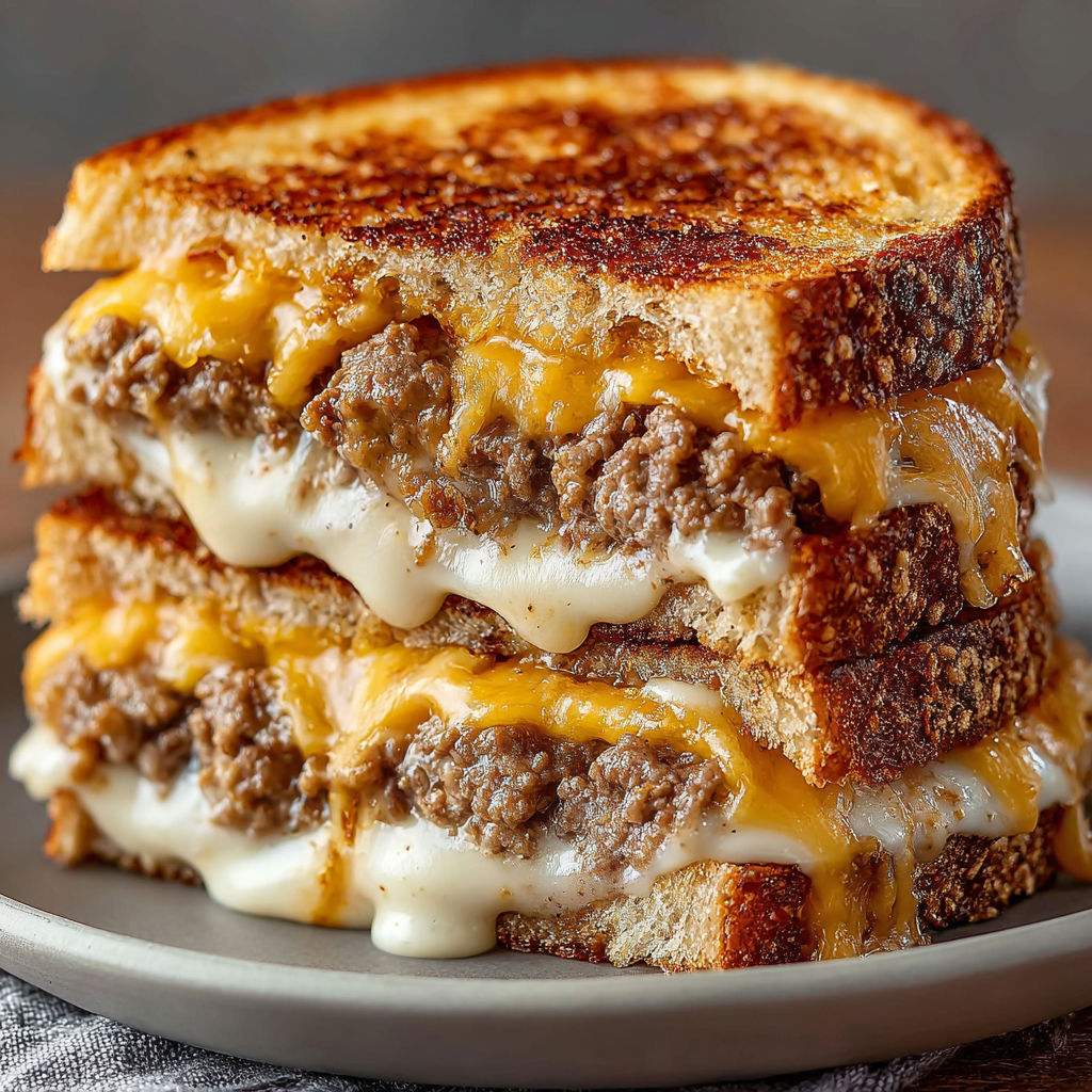 A stack of sandwiches with meat and cheese.