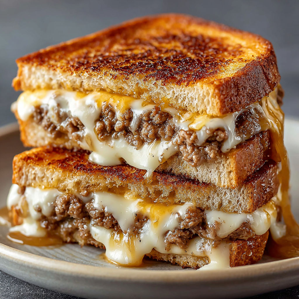 A stack of grilled cheese sandwiches.