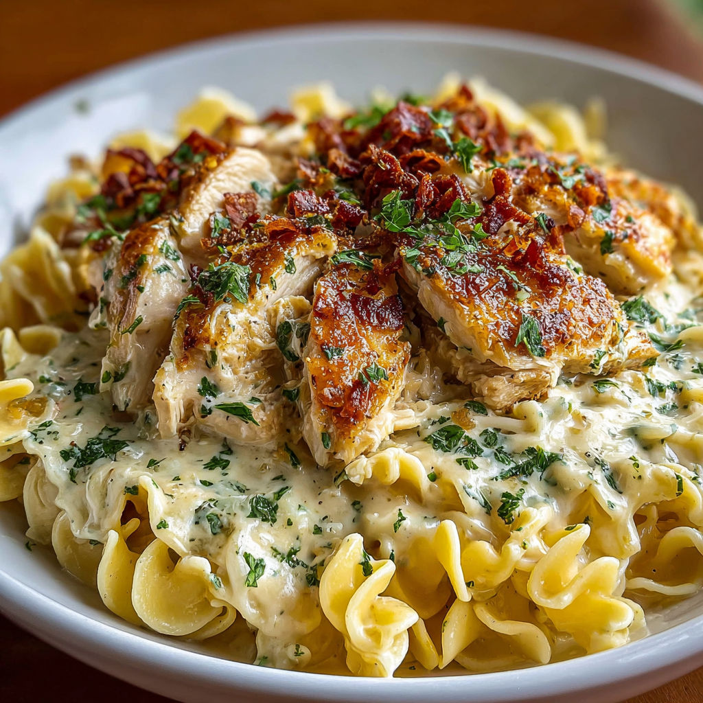 A bowl of food with chicken and pasta.