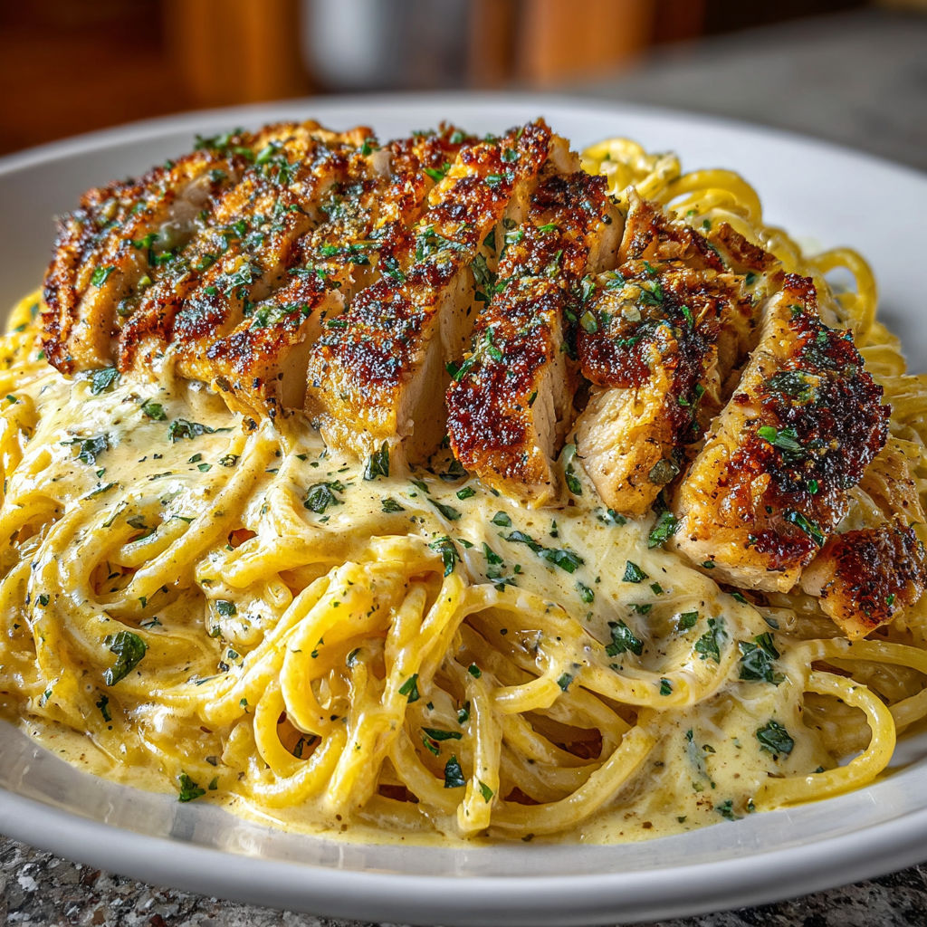 A plate of pasta with garlic on top.