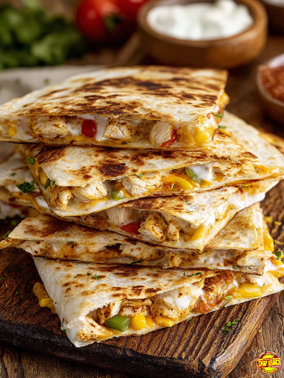 A stack of chicken quesadillas.