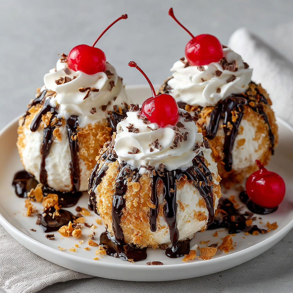 Fried cherry desserts on a plate.