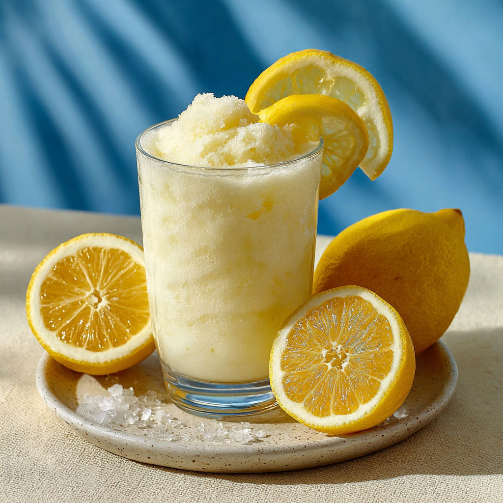 A glass of boozy lemonade with lemon slices.