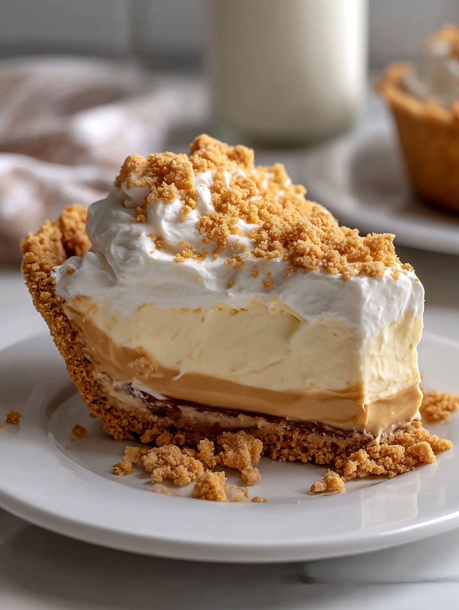 A slice of Amish peanut butter cream pie.