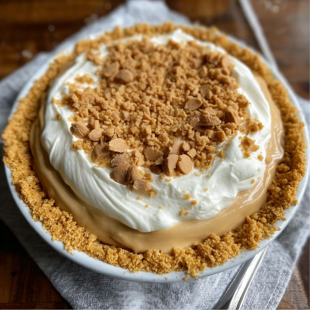 A slice of Amish peanut butter cream pie.
