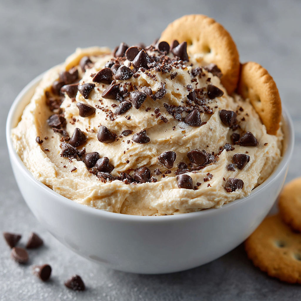 A bowl of cookie dough with chocolate chips.