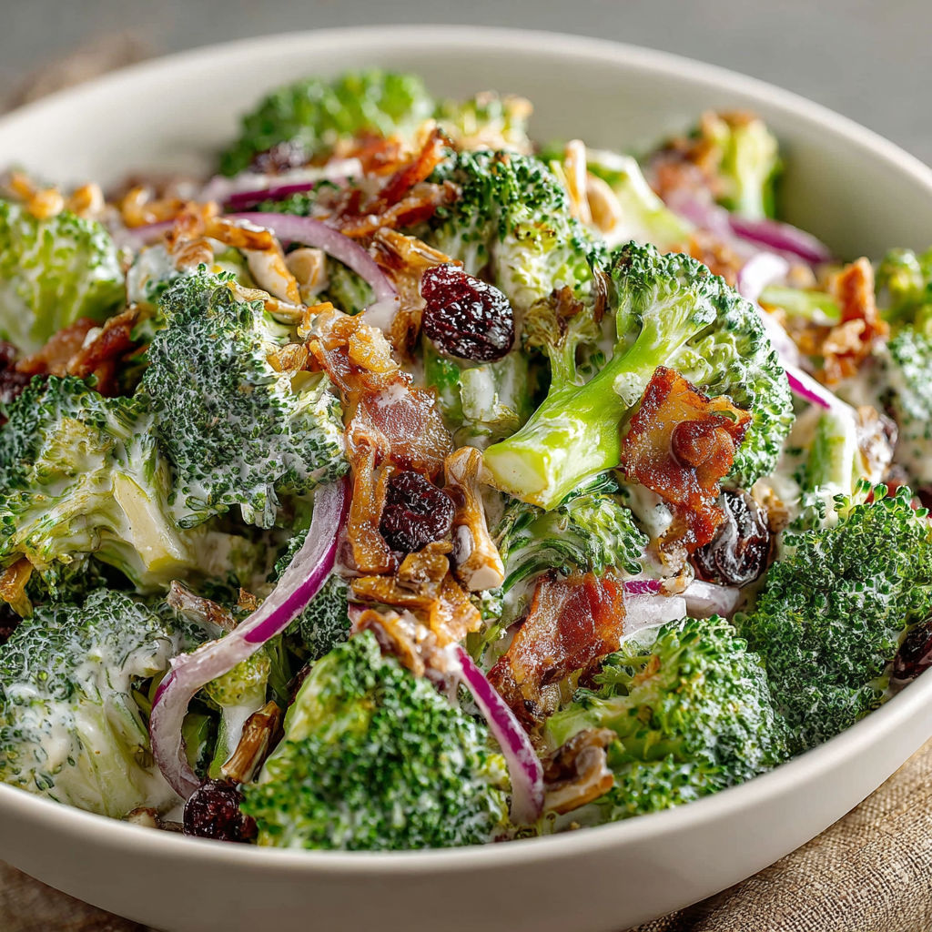A bowl of broccoli with bacon.