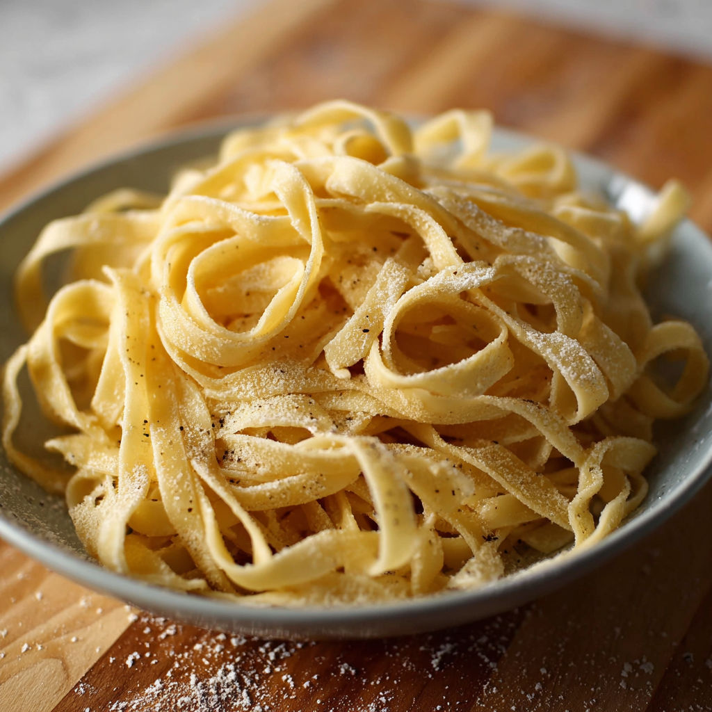 A bowl of homemade egg noodles.