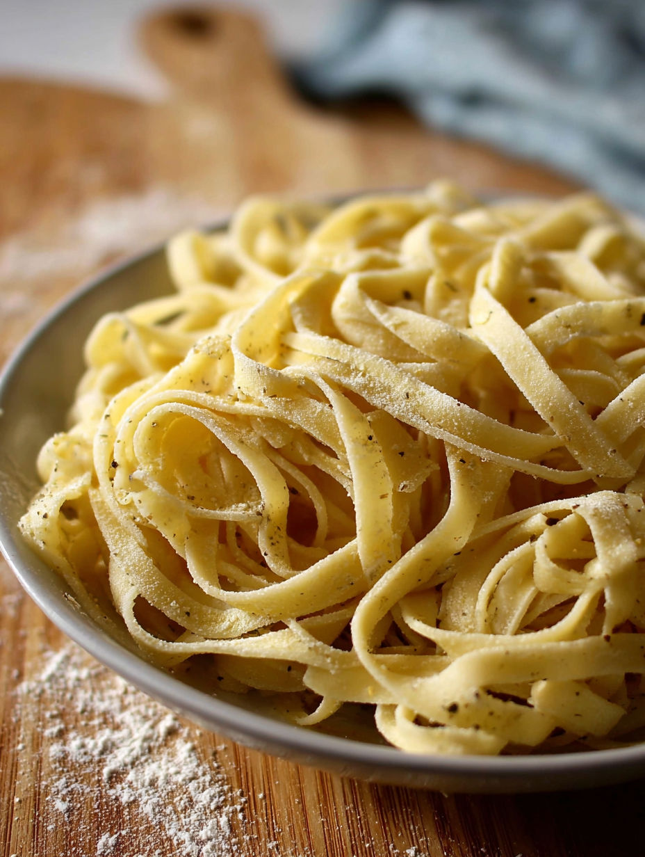 A bowl of homemade egg noodles.